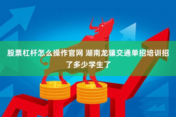股票杠杆怎么操作官网 湖南龙骧交通单招培训招了多少学生了