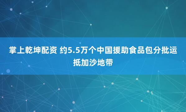 掌上乾坤配资 约5.5万个中国援助食品包分批运抵加沙地带